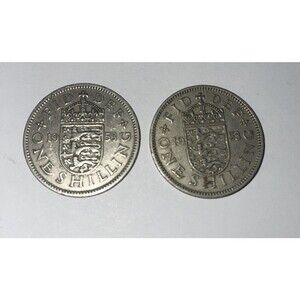 1953‎ UK Britain British One  2 Shilling Lions Shield Coin